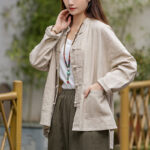 Buddha Stones Frog-Button Design Shirt Tai Chi Meditation Top Clothing Ramie Linen Jacket Jacket Shirt BS 18