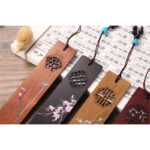 Buddha Stones 4Pcs Four Seasons Plum Orchid Bamboo Chrysanthemum Peking Opera Mask Wood Bookmarks With Gift Box Bookmarks BS 10