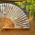 Buddha Stones Cherry Blossoms Sakura Handheld Bamboo Folding Fan 21cm Folding Fan BS 3