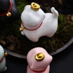 Buddha Stones Mini Lucky Cat Ingot Tea Pet Ceramic Home Desk Figurine Decoration Decorations BS 11