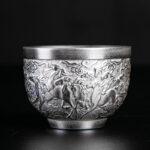 Buddha Stones Fu Character Dragon Phoenix Horse Koi Fish Silver Gilding Ceramic Teacup Kung Fu Tea Cup Cup BS Horse 6.3*4.5cm*70ml