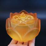 Buddha Stones Lotus Liuli Crystal Healing Meditation Incense Burner Incense Burner BS Small Yellow Lotus 10.5*8.3cm