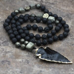 Buddha Stones Natural Lava Rock Yoga Meditation Necklace Arrow Pendant (Extra 30% Off | USE CODE: FS30) Necklaces & Pendants BS 5
