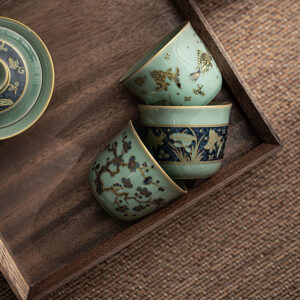 Buddha Stones Butterfly Flower Lotus Koi Fish Plum Blossom Ceramic Teacup Kung Fu Tea Cup 100ml Cup BS main