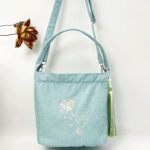 Buddha Stones Embroidery Wisteria Plum Lotus Cherry Blossom Cotton Linen Canvas Tote Crossbody Bag Shoulder Bag Handbag Crossbody Bag BS 29