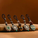 Buddha Stones Tibetan Om Mani Padme Hum Bodhi Seed Peace Key Chain Key Chain BS 1