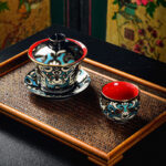 Buddha Stones Peking Opera Mask Pattern Ceramic Gaiwan Sancai Teacup Kung Fu Tea Cup And Saucer With Lid Teapot Cup BS 4