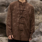 Buddha Stones Bamboo Leaves Clothing Chinese Tang Suit Jacket Coat Men Clothing Clothes BS 15