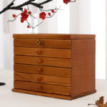 Buddha Stones Vintage Plum Blossom Carved Wooden Jewelry Box Six-Layer Jewelry Storage Box Jewelry Box BS 17