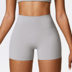 Buddha Stones Solid Color Crop Tank Top High Waist Shorts Sports Fitness Gym Yoga Outfits 2-Piece Outfit BS Gray Shorts US8/10/XL