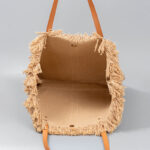 Buddha Stones Large Capacity Solid Color Tassel Canvas Tote Shoulder Bag Shoulder Bag BS 1