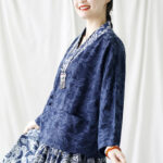 Buddha Stones Flower Jacquard V-Neck Long Sleeve Jacket 17