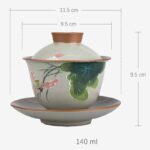 Buddha Stones Lotus Koi Fish Pod Leaf Ceramic Gaiwan Sancai Teacup Kung Fu Tea Cup And Saucer With Lid 140ml Cup BS 18