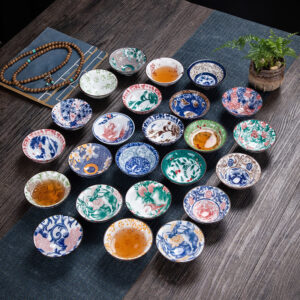 Buddha Stones Flowers Fu Character Mountains Lotus Cherry Blossoms Ceramic Teacup Kung Fu Tea Cup Cup BS main