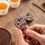 Buddha Stones Small Mini Gourd Fan Pipa Copper Alloy Incense Burner Decoration With Incense Incense Burner BS 3