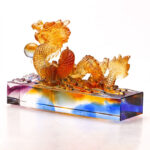 Buddha Stones Handmade Multicolored Dragon Liuli Crystal Art Piece Protection Home Office Decoration Decorations BS 6