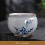 Buddha Stones Lotus Flower Leaf Bamboo Ceramic Teacup Kung Fu Tea Cups Cup BS Bamboo 7.8cm*5.6cm*140ml