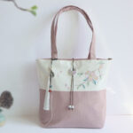 Buddha Stones Pear Flower Plum Peach Blossom Bamboo Embroidery Canvas Large Capacity Shoulder Bag Tote Bag Bag BS Pink White Peach