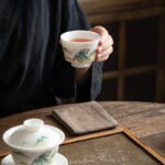 Buddha Stones Lotus Flower Leaf Mountain Pavilion Elk Peony Ceramic Teacup Kung Fu Tea Cup Cup BS 26