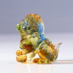 Buddha Stones Handmade Liuli Crystal Lion Art Piece Strength Home Office Decoration Decorations BS Colorful&Bead