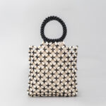 Buddha Stones Hand-woven Lozenge Wooden Beads Handbag Handbags BS White 23*23*2.5cm