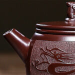 Buddha Stones Yixing Handmade Brown Dragon Purple Clay Kung Fu Teapot 240ml Teapot BS 4