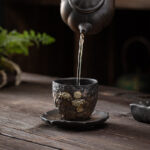 Buddha Stones Lotus Pod Leaf Flower Auspicious Clouds Ceramic Teacup Kung Fu Tea Cup Cup BS 9