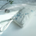 Buddha Stones Small Flower Plum Cherry Crane Peach Blossom Embroidery Canvas Wallet Shopping Purse Purse BS White Blue Plum 21*13cm