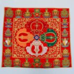 Buddha Stones Flower Endless Knot Prayer Altar Mat Healing Meditation 8 Auspicious Symbols Mat Table Runner Prayer Altar BS 8 Auspicious Symbols Red