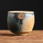 Buddha Stones Sunflower Kiln Change Ceramic Coffee Mug Tea Latte Espresso Coffee Cup 250ml Coffee Mug BS Green Yellow 8.3cm*7.5cm*250ml