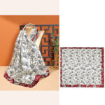Buddha Stones Pastoral Scene Hot Air Balloon Spring Blossom 100% Mulberry Silk Neck Hair Scarf Silk Shawl BS Blossoms-Red Border