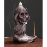 Buddha Stones Little Skull Ghost Purple Clay Backflow Smoke Fountain Peace Incense Burner Decoration Incense Burner BS 13