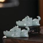 Buddha Stones Year Of The Dragon Luck Ceramic Tea Pet Home Figurine Decoration Decorations BS A Pair of Dragon Tea Pets
