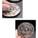 Buddha Stones Round Auspicious Dragon Protection Copper Alloy Stick Incense Burner Decoration Incense Burner BS 4
