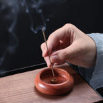Buddha Stones Mini Ebony Wood Rosewood Meditation Healing Stick Incense Burner Decoration Incense Burner BS Rosewood 6.6*2cm