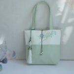 Buddha Stones Pear Flower Plum Peach Blossom Bamboo Embroidery Canvas Large Capacity Shoulder Bag Tote Bag Bag BS 37