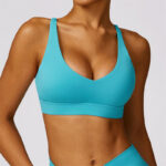 Buddha Stones Gym Sports Yoga Backless Bra Crop Tank Top Breathable Shorts 2-Piece Outfit BS Blue Top US8/10/XL
