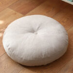 Buddha Stones Lotus Simple Pattern Linen Meditation Seat Cushion Home Living Room Decoration Decorations buddhastoneshop Detachable 40cm*10cm Beige