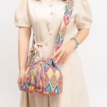 Buddha Stones Colorful Geometry Flowers Print Canvas Bucket Crossbody Bag Shoulder Bag Crossbody Bag BS 6
