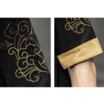 Buddha Stones Frog-Button Chinese Dragon Auspicious Cloud Embroidery Half Sleeve Shirt Cotton Linen Men Clothing Men's Shirts BS 11