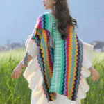 Buddha Stones Tibetan Colorful Striped Shawl Tassels Cozy Warm Travel Scarf Wrap Tibetan Shawl BS Green Orange Beige(Wavy Edge) 185cm*65cm