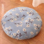 Buddha Stones Lotus Simple Pattern Linen Meditation Seat Cushion Home Living Room Decoration Decorations buddhastoneshop Detachable 40cm*10cm LightCyan