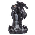 Buddha Stones Nordic Dragon Ceramic Backflow Smoke Fountain Meditation Healing Incense Burner Led Ball Decoration Incense Burner BS 10