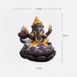 Buddha Stones Ganesh Elephant Purple Clay Backflow Smoke Fountain Protection Incense Burner Incense Burner BS 3