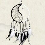 Buddha Stones Yin Yang  Dream Catcher Circular Net with Feathers Balance Decoration Decorations BS 19