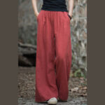 Buddha Stones Retro Wide Leg Pants Casual Women's Yoga Pants With Pockets Wide Leg Pants BS 25