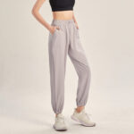 Buddha Stones Fitness Yoga Sports Track Pants With Pockets Track Pants BS Linen 5XL(Waist 90cm/Hips 126cm/Length 101cm)
