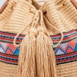 Buddha Stones Beach Geometry Straw Woven Bucket Tassels Crossbody Bag Shoulder Bag Crossbody Bag BS 6