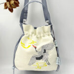 Buddha Stones Embroidered Butterfly Lotus Magnolia Cotton Linen Tote Crossbody Bag Shoulder Bag Handbag Crossbody Bag BS 27