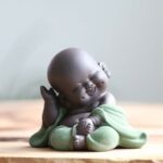 Buddha Stones Always Smiling Laughing Buddha Wealth Luck Purple Clay Maitreya Statue Decoration Decorations BS Green Happy Laughing Buddha